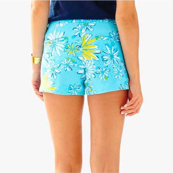 Lilly Pulitzer Shorts Womens 00 Blue Adie Breakwater Daisy Preppy Floral Casual - Picture 2 of 12